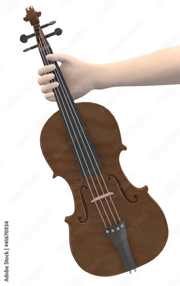 Plakat 3d render dłoni ze skrzypcami