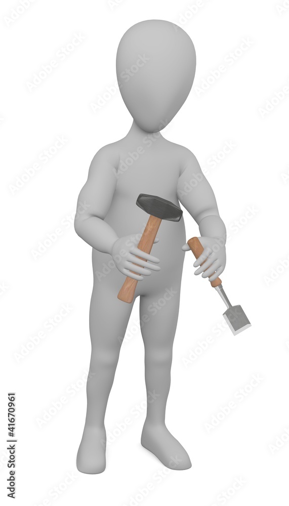 3d render of cartoon character with chisel 3d render of cartoon character with chisel