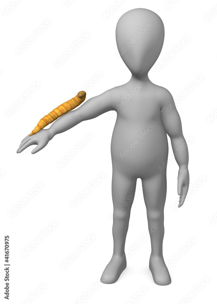 3d render of cartoon character with worm 3d render of cartoon character with worm
