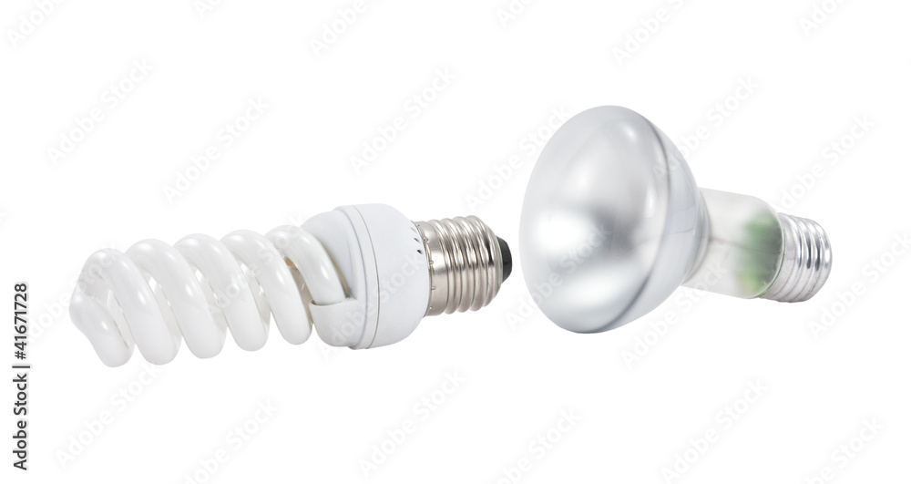 Two light bulbs on a white background Two light bulbs on a white background