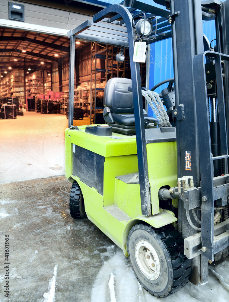 Forklift at large warehouse