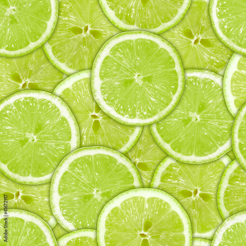 Seamless pattern of green lime slices