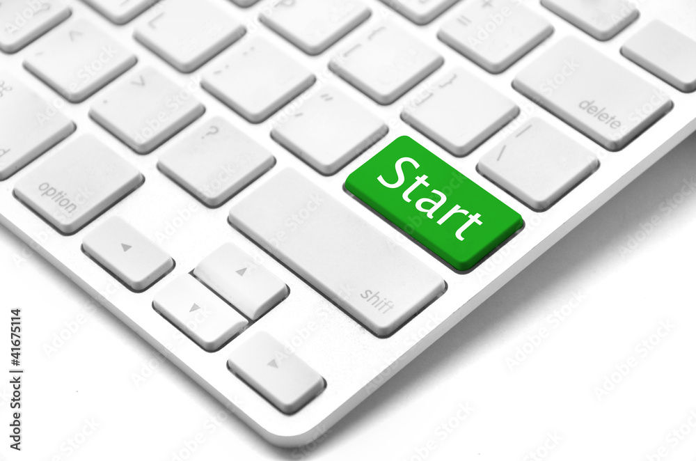 start concept with button or key showing business success concep start concept with button or key showing business success concep