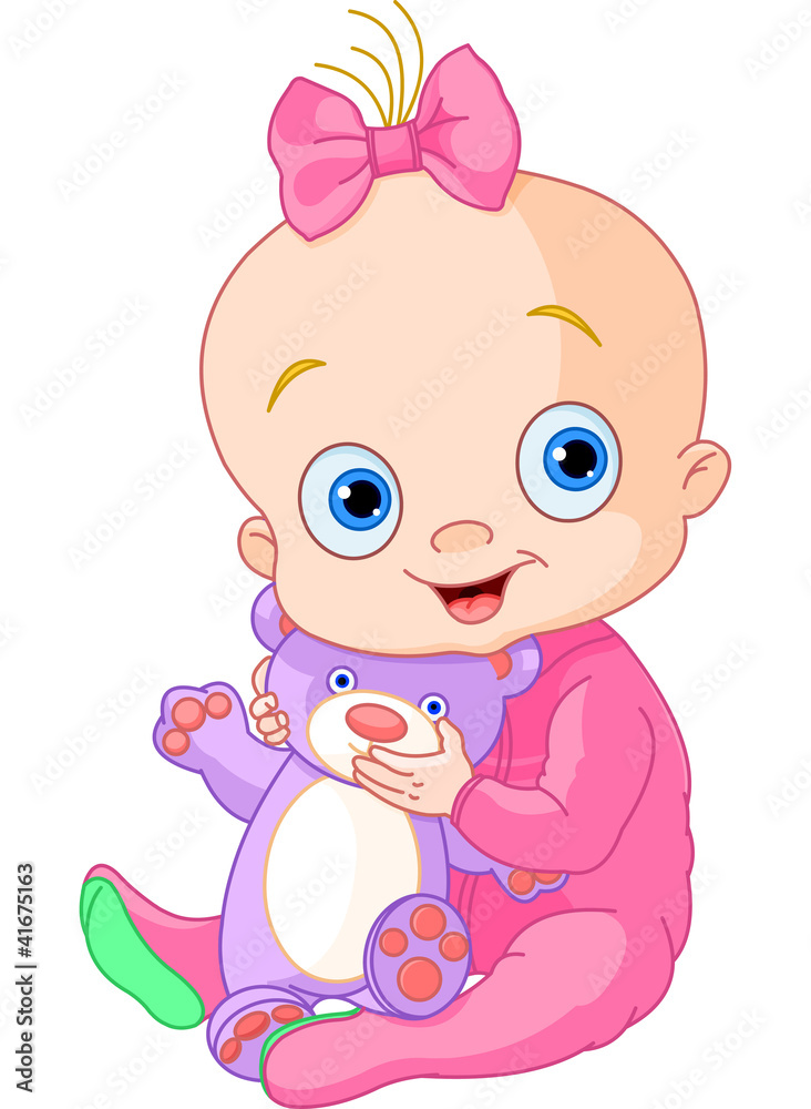 Cute baby girl with Teddy Bear Cute baby girl with Teddy Bear