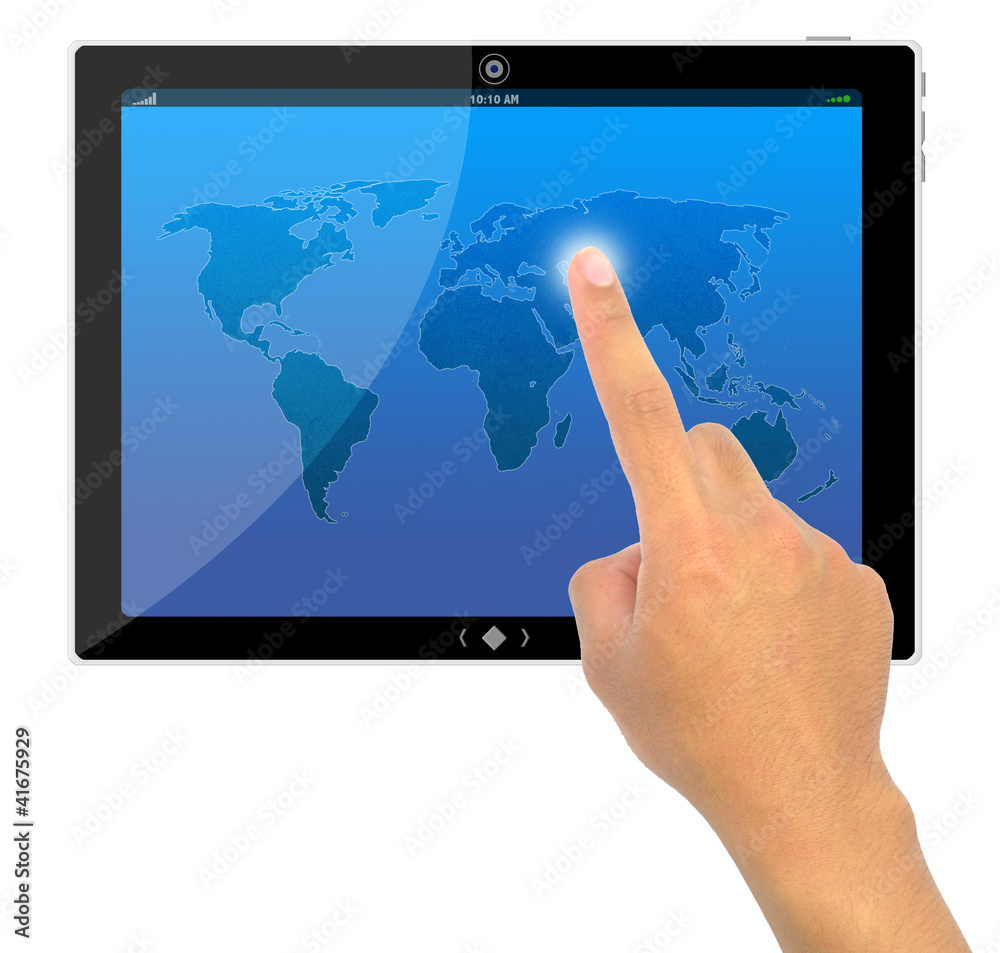 The best PC tablet computer and hand pushing a button on a touch The best PC tablet computer and hand pushing a button on a touch