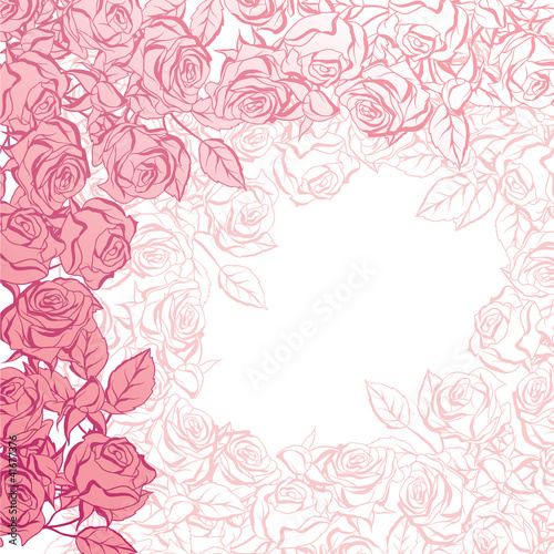 Floral background with pink roses. Vector illustration.