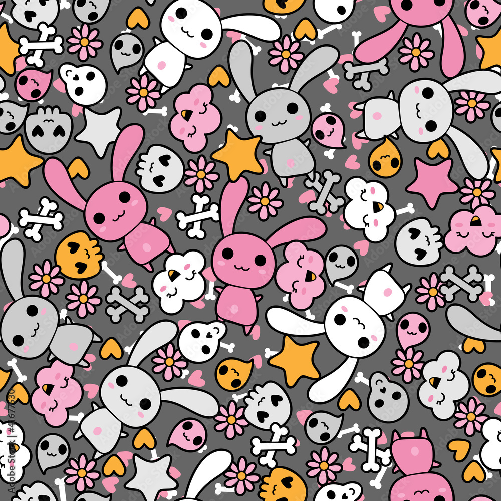 Fototapeta premium Seamless pattern with doodle. Vector kawaii illustration.
