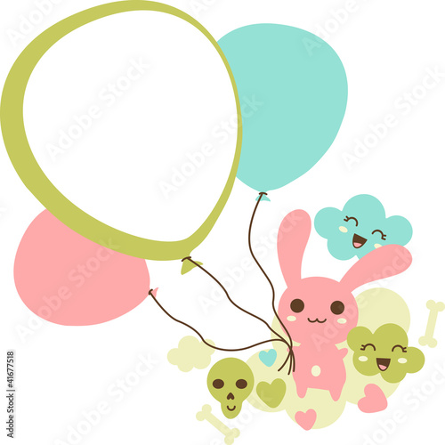 Funny background with doodle. Vector kawaii illustration.