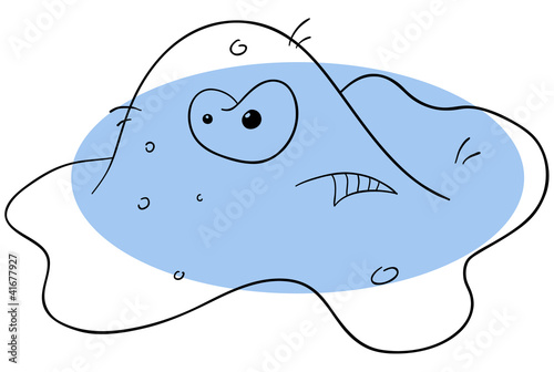 Vector blue amoeba is isolated on a white background