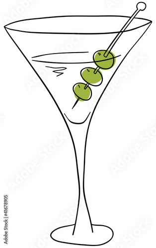 Vector glass with martini on a white background