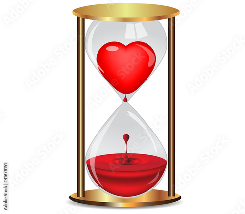 Golden hourglass with heart.Vector