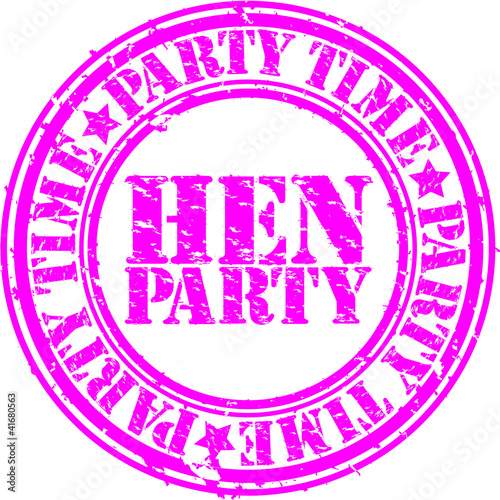 Hen party rubber stamp, vector illustration