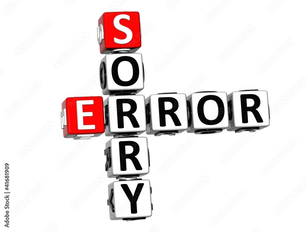 3D Error Sorry Crossword