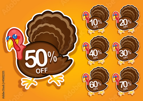 Thanksgiving Turkey discount stickers / labels
