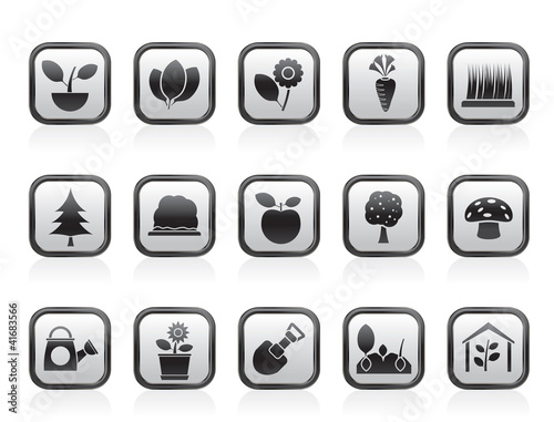 Different Plants and gardening Icons - vector icon set