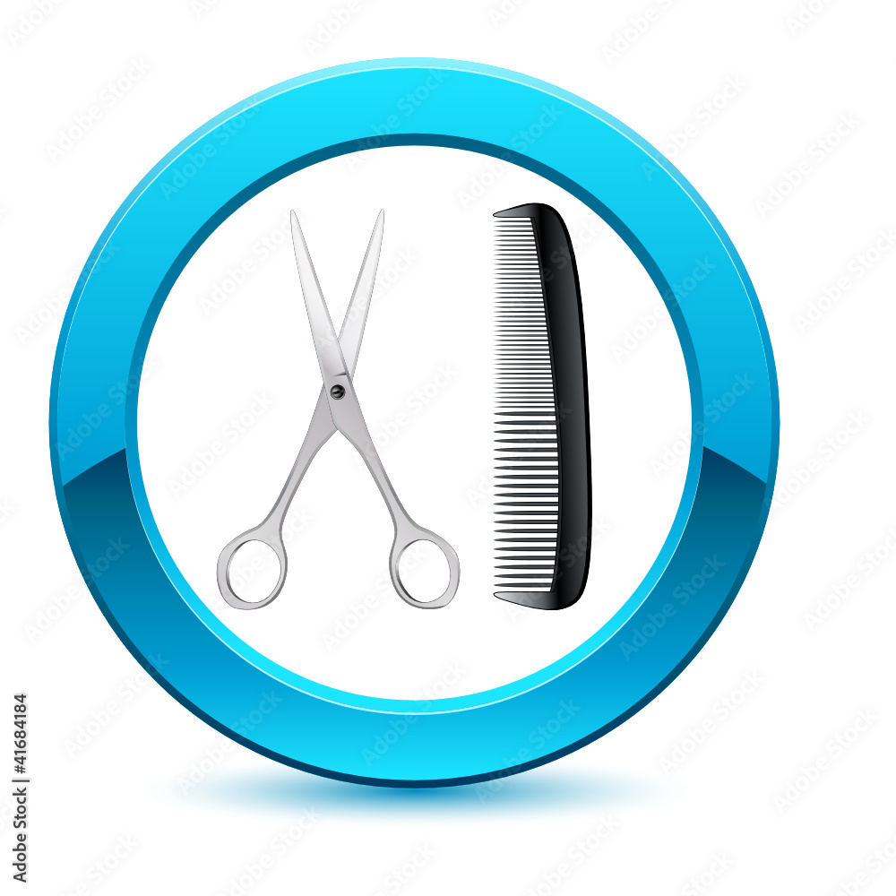 Schere und Kamm - Friseur-Logo Stock-Vektorgrafik | Adobe Stock