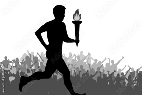 Läufer mit olympischer Flamme photo