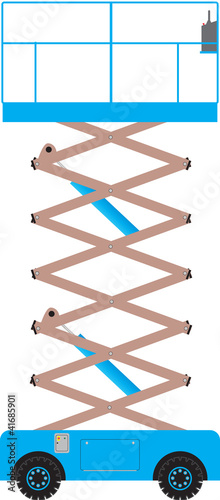 A Blue Scissor Lift Platform extended