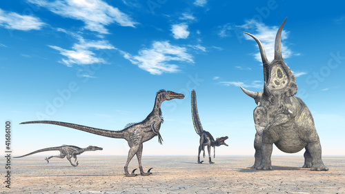 Velociraptors Hunting © Michael Rosskothen