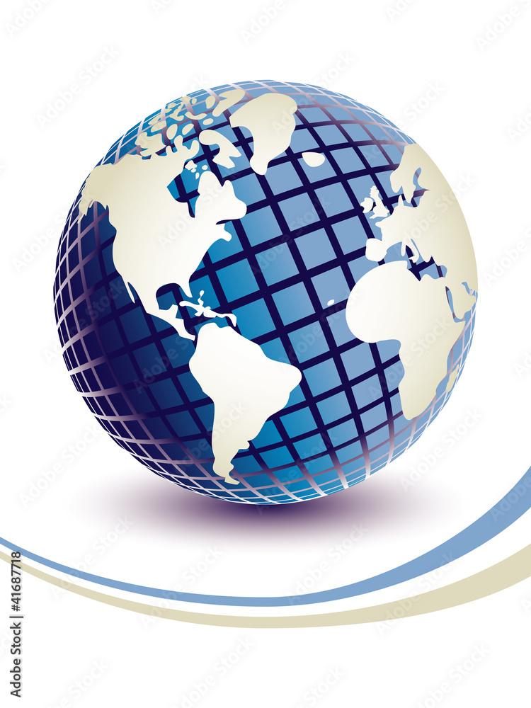 Fototapeta premium Three dimensional digital globe vector.