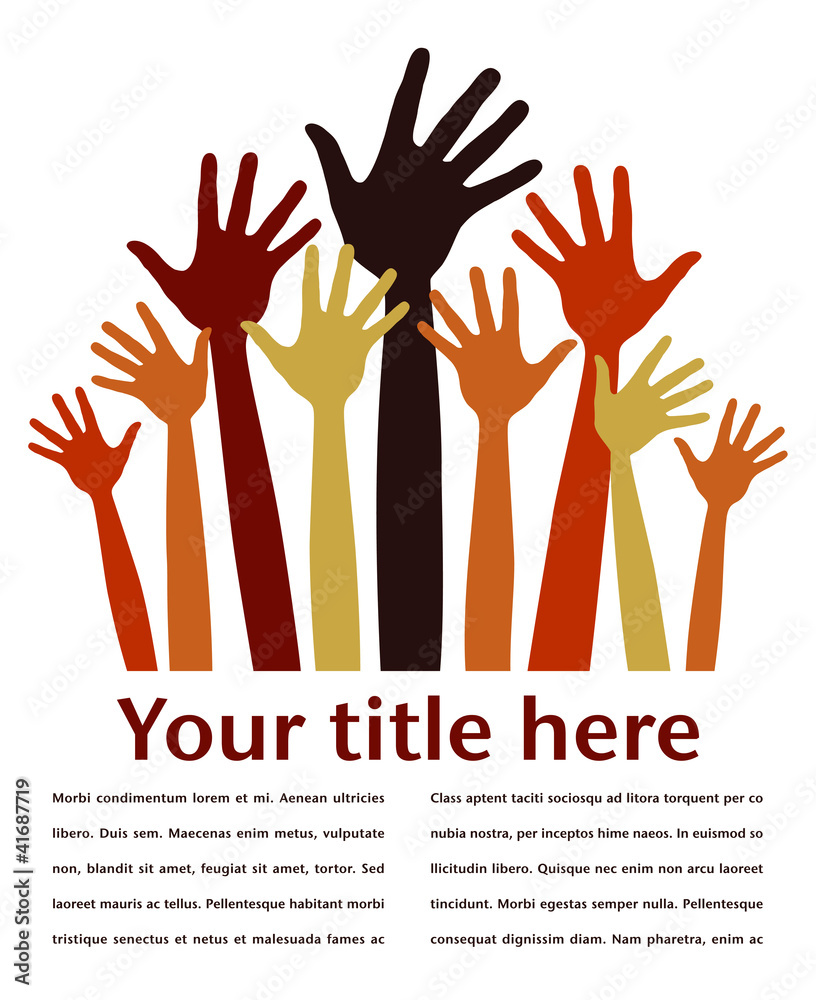Hands volunteering or voting with copy space vector. Hands volunteering or voting with copy space vector.