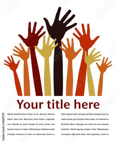 Hands volunteering or voting with copy space vector.