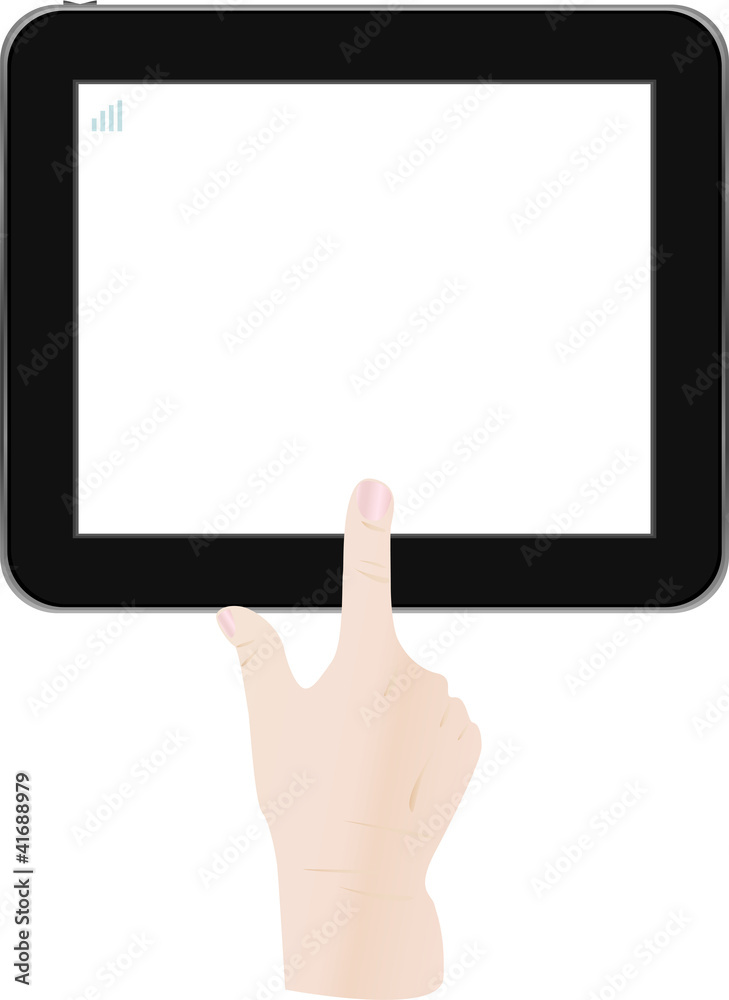 White Tablet PC with man hand White Tablet PC with man hand