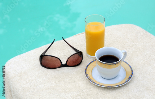Coffee, Orange Juice and Sunglasses
