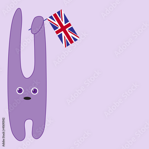 Violet bunny with british flag