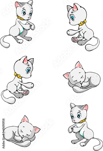 Vector animal characters. Isolated objects. Cats