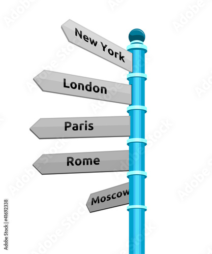 street sign showing cities