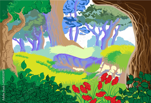 Cartoon forest landscape