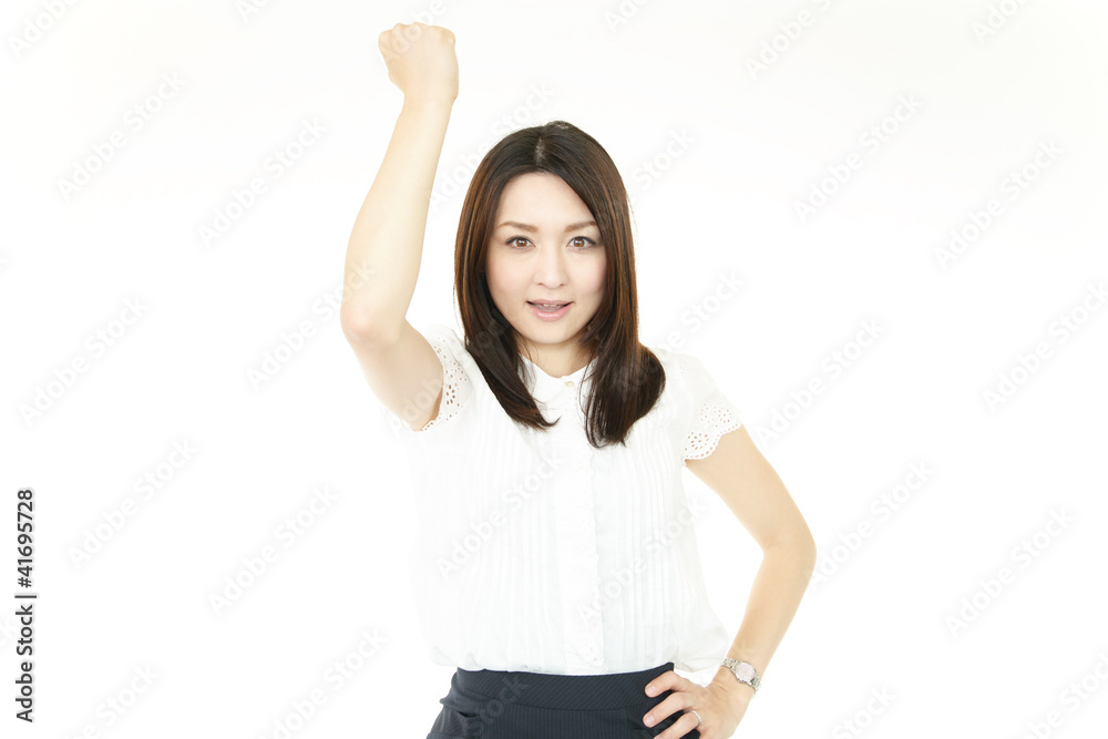 ガッツポーズをしているオフィスレディー ガッツポーズをしているオフィスレディー