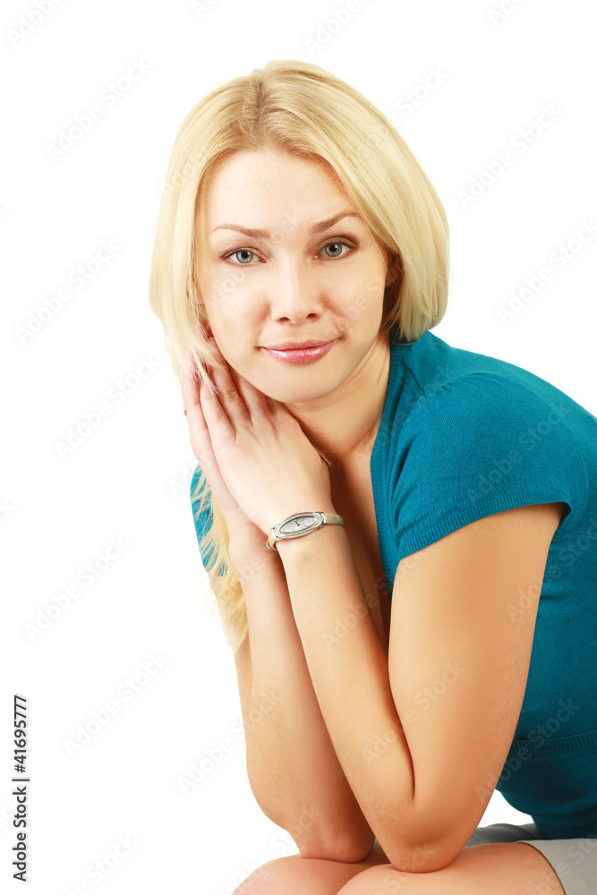 Closeup portrait of a young woman ,isolated on white background Closeup portrait of a young woman ,isolated on white background