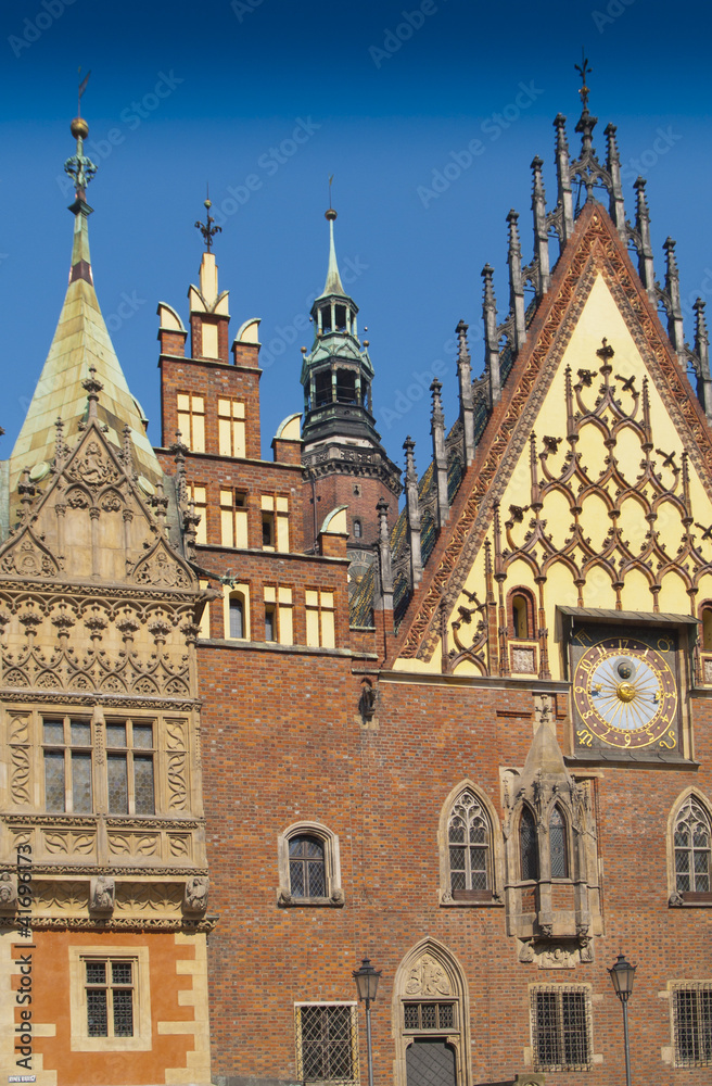 Fragment of facade of Wroclaw Town Hall