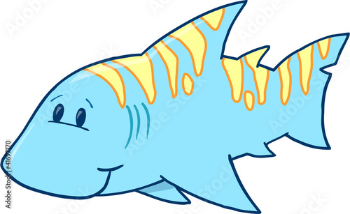 Cute Blue Shark Vector Illustration