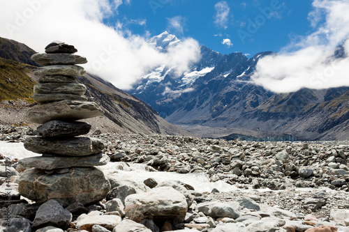 Hooker Valley w Aoraki, Mt Cook, Southern Alps, NZ