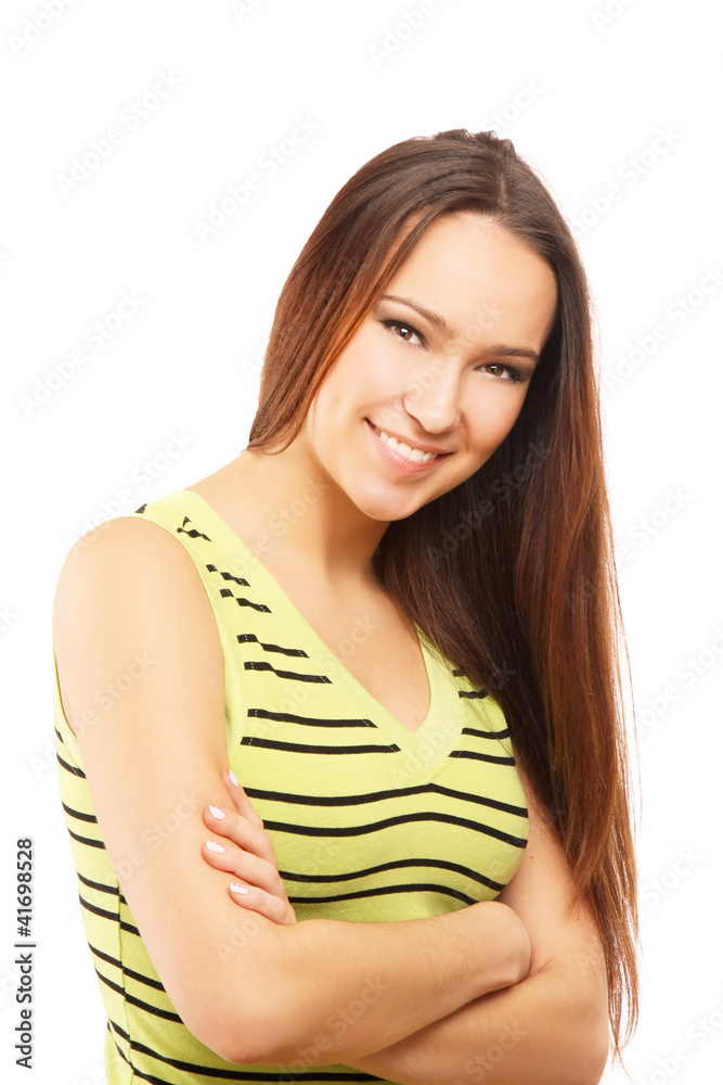 Closeup portrait of an attractive young woman looking happy Closeup portrait of an attractive young woman looking happy