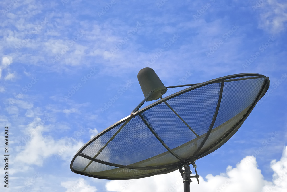 The satellite dish and blue sky The satellite dish and blue sky