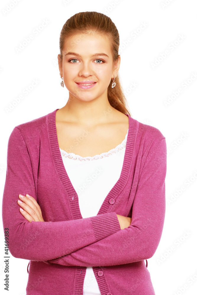 Closeup portrait of a young woman ,isolated on white background Closeup portrait of a young woman ,isolated on white background