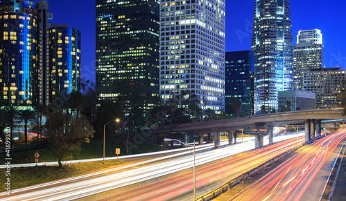 Los Angeles city traffic at night