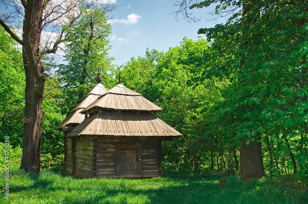 ukrainian old log hut