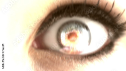 Close up of a eye with explosive reflection.