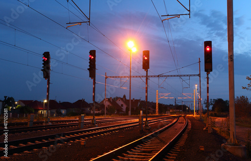 Fototapeta Naklejka Na Ścianę i Meble -  Traffic light in railroad