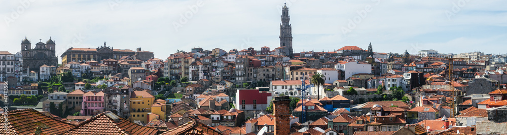 Panorama of Worn out houses, Porto, Portugal