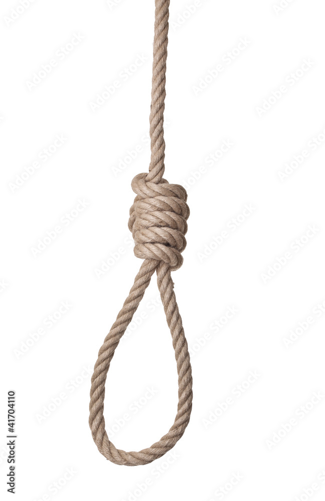 hanging rope knot  isolated on white background