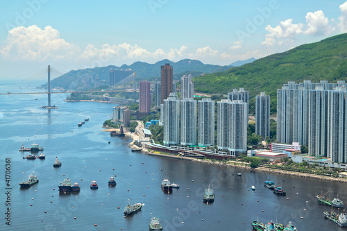 Photography downtown city and ocean