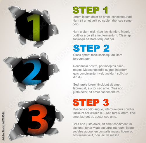 One two three - vector progress background with numbers