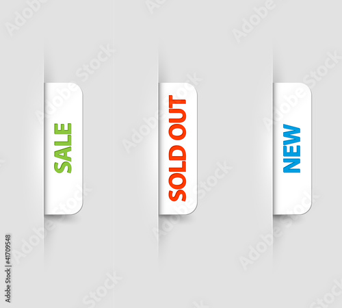 Vector cards for new, sale and sold out items