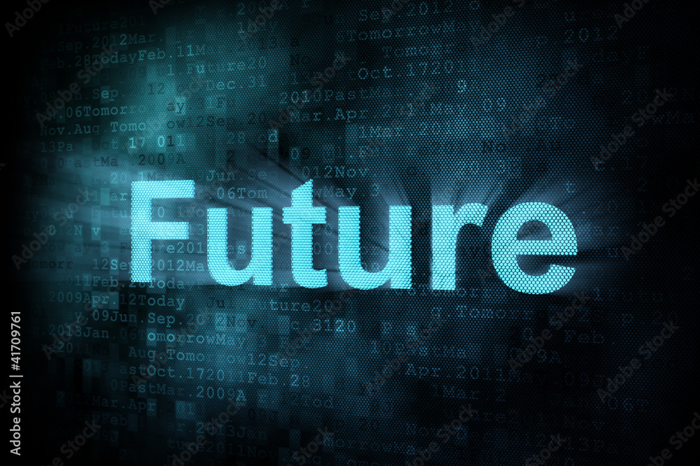 Timeline concept: pixeled word Future on digital screen Timeline concept: pixeled word Future on digital screen